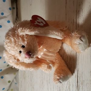 Ty Attic Treasures Vintage Jointed Bunny Rabbit Camelia 8" Peach with Bow NWT
